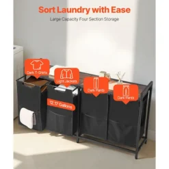 Hot DUOKU Tvättkorg - - Modell XYL03 - 4 Fack - 600D Oxfordtyg - 66,14 lb Kapacitet