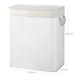 Discount Vasagle Tvättkorg i bambu med 2 fack och lock 100L - Vit