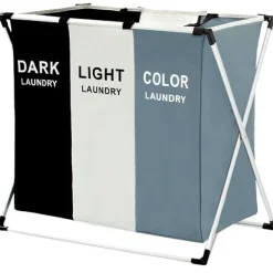 Discount Tvättkorg med 3 Fack - Korg till Tvätt - 135L