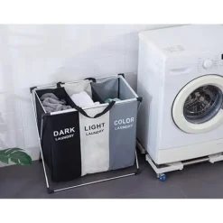 Discount Tvättkorg med 3 Fack - Korg till Tvätt - 135L