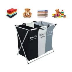 Discount Tvättkorg med 3 Fack - Korg till Tvätt - 135L