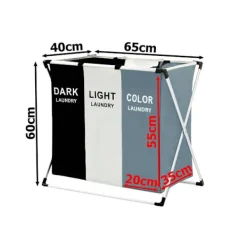 Discount Tvättkorg med 3 Fack - Korg till Tvätt - 135L