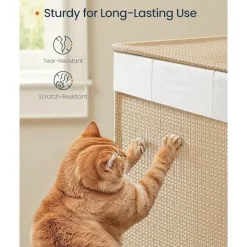 Online Pavil Tvättkorg med 3 sektioner, stor 140 l, med hjul, naturbeige och mattvit