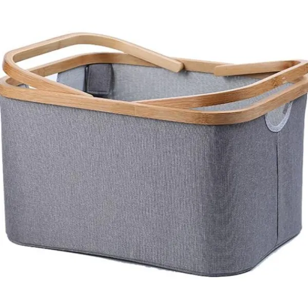 New Tvättkorg med handtag, vattentät hopfällbar tvättkorg med lock stor för smutsiga kläder/skräp