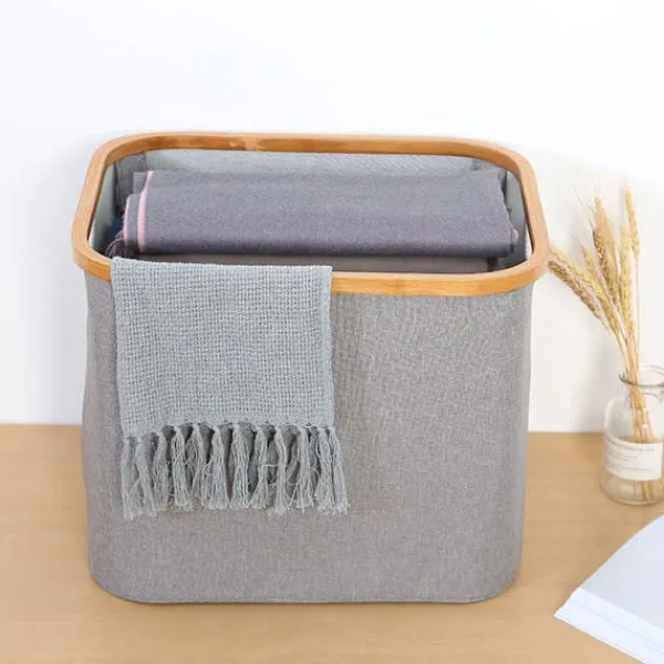 New Tvättkorg med handtag, vattentät hopfällbar tvättkorg med lock stor för smutsiga kläder/skräp