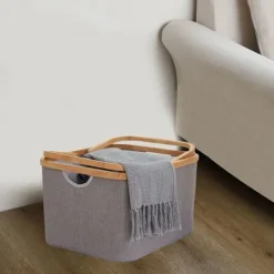 New Tvättkorg med handtag, vattentät hopfällbar tvättkorg med lock stor för smutsiga kläder/skräp