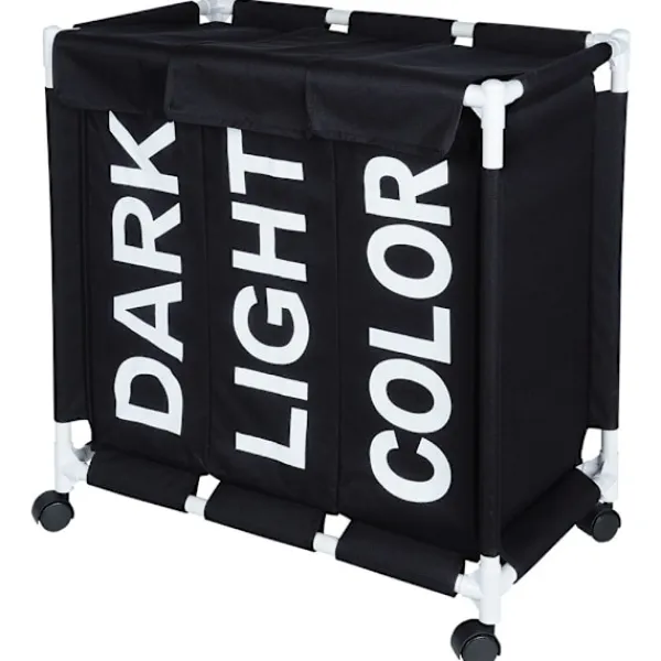 Sale B2X Tvättkorg med hjul och tre fack för enkel sortering