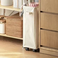 New Tvättkorg med hjul, rullande tvättkorg hopfällbar klädförvaringsvagn hopfällbara yogamattor förvaringsställ smala hörnförvaringsorganisatörer med