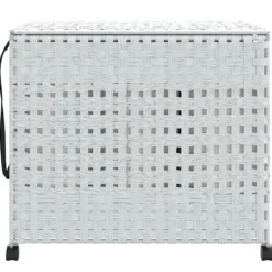 Hot vidaXL Tvättkorg med hjul vit 66x35x60 cm rotting