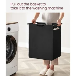 Hot Vasagle Tvättkorg med utdragbar korg - Svart/Brun