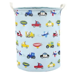 Hot Tvättkorg Stor Canvas Tvättkorg Vattentätt Tyg Cylindrisk Tvättkorg Förvaringskorg Med Handtag, Dekorativ Och Praktisk För Barn