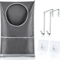Online Tvättkorgar, Hängande Tvättkorg med Rostfria Krokar & Självhäftande Krokar, för Tvätt/Flytt/Shopping/Förvaring