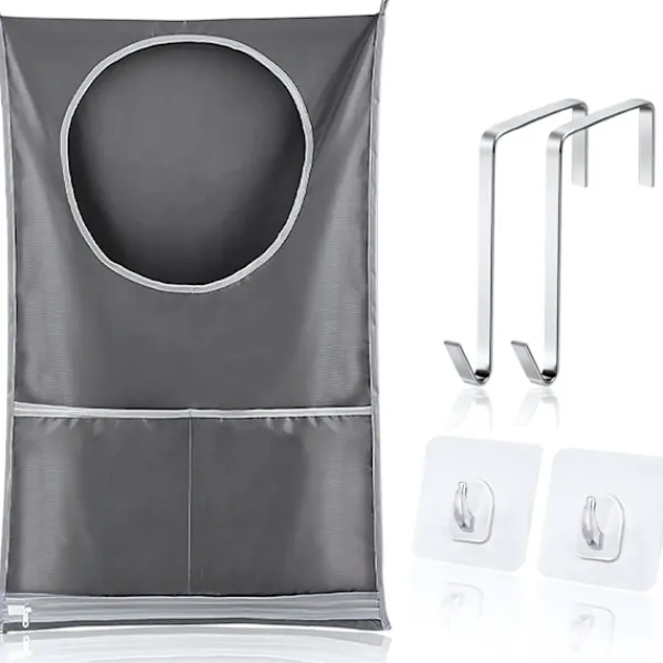Online Tvättkorgar, Hängande Tvättkorg med Rostfria Krokar & Självhäftande Krokar, för Tvätt/Flytt/Shopping/Förvaring