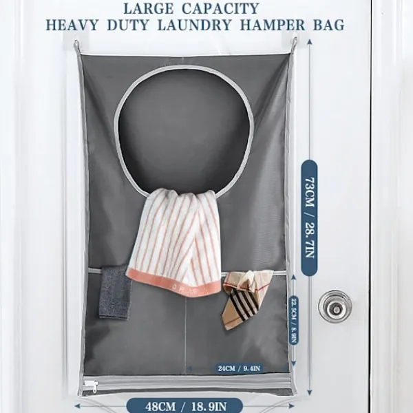 Online Tvättkorgar, Hängande Tvättkorg med Rostfria Krokar & Självhäftande Krokar, för Tvätt/Flytt/Shopping/Förvaring