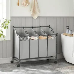 Online Tvättkorgar på hjul med 4 avtagbara påsar – 140 liter