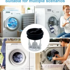 Outlet Tvättmaskin avloppspump, knappskydd, avloppsutloppspackning, luddfilter för tvättmaskinsavlopp, tvättmaskinstillbehör för att hålla rent och