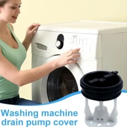 Outlet Tvättmaskin avloppspump, knappskydd, avloppsutloppspackning, luddfilter för tvättmaskinsavlopp, tvättmaskinstillbehör för att hålla rent och