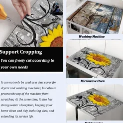 Best Tvättmaskin Toppskyddsmatta Blommor Dammskydd för Tvättmaskin Torktumlare, 60 x 50 cm Halkfri Absorberande Tvättmaskin Toppmatta Vattentätt Skydd för Kylskåp | Fyndiq