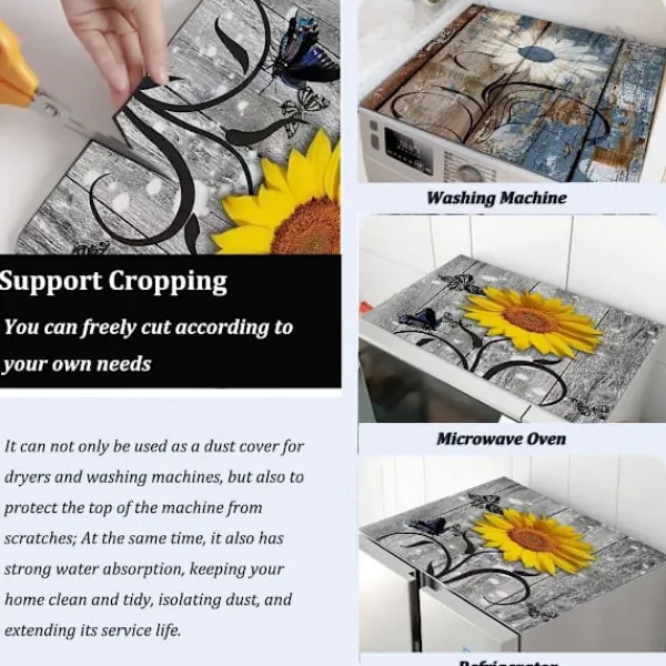 Best Tvättmaskin Toppskyddsmatta Blommor Dammskydd för Tvättmaskin Torktumlare, 60 x 50 cm Halkfri Absorberande Tvättmaskin Toppmatta Vattentätt Skydd för Kylskåp | Fyndiq