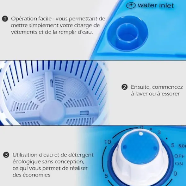 Online COSTWAY Tvättmaskin 170W - Enkel trommelcentrifug 2,5 KG Bärbar - Timerfunktion - Semi-automatisk - Lägenhet