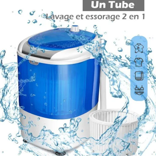 Online COSTWAY Tvättmaskin 170W - Enkel trommelcentrifug 2,5 KG Bärbar - Timerfunktion - Semi-automatisk - Lägenhet