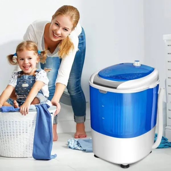 Online COSTWAY Tvättmaskin 170W - Enkel trommelcentrifug 2,5 KG Bärbar - Timerfunktion - Semi-automatisk - Lägenhet