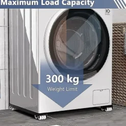 Online Tvättmaskinsbas med broms, justerbar mobil bas för tvättmaskin, torktumlare, kylskåp, last 300 kg, svart