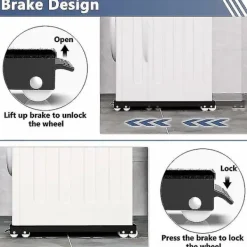Online Tvättmaskinsbas med broms, justerbar mobil bas för tvättmaskin, torktumlare, kylskåp, last 300 kg, svart