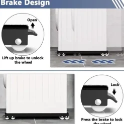 Hot Tvättmaskinsbas med broms, justerbar mobil bas för tvättmaskin, torktumlare, kylskåp, last 300 kg, svart