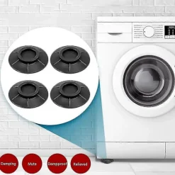 Online Tvättmaskinsfötter Anti Vibrationskuddar Tvättmaskin Anti Vibrations Gummi Fötter Dämparkuddar För Tvättmaskin Torktumlare (10cm, Svart)