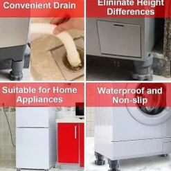 Clearance Tvättmaskinsfötter Stöd Justerbara Höga Halkfria Anti-vibrationsfötter För Tvättmaskin Och Torktumlare
