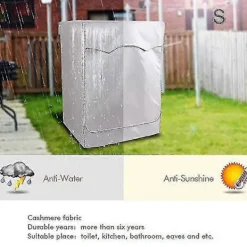 Sale Tvättmaskinskydd med främre öppningar Vattentätt Dammtätt Silver Stor Storlek L