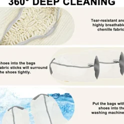 Clearance Tvättmaskinspåse för träningsskor, Tvättmaskinspåse för skor, Skotvättpåse för tvättmaskin och torktumlare (CREME - 2 ST)