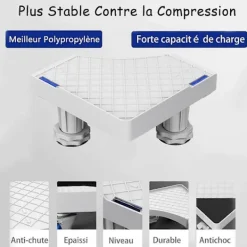 GIFT OF G Tvättmaskinsställ, Sockel för Tvättmaskin Torktumlare Kylskåp, Justerbar Längd, last 300kg Anti Vib