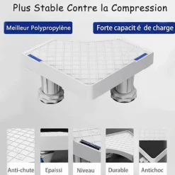 Hot Tvättmaskinsställ, Sockel för tvättmaskin torktumlare kylskåp, Justerbar längd, last 300kg Anti Vib [CO]