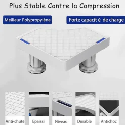 Best Tvättmaskinsställ, Sockel för Tvättmaskin Torktumlare Kylskåp, Justerbar Längd, last 300kg Anti Vib (FQ)-XF17-