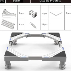 Outlet Tvättmaskinsställ, Tvättmaskin Torktumlare Kylskåp, justerbar längd, last 300 kg Anti Vib