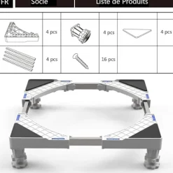 Clearance Tvättmaskinsställ, Tvättmaskin Torktumlare Kylskåpsunderrede, Justerbar Längd, Last 300kg Anti Vib