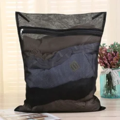 Best -Tvättpåse Tvättmaskin Set med 2 Mesh Tvättpåse Tvättpåsar med dragkedja Tvättpåse XL Stor storlek för ömtåliga blusar skjortor (60x60cm, svart)