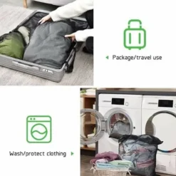 Best -Tvättpåse Tvättmaskin Set med 2 Mesh Tvättpåse Tvättpåsar med dragkedja Tvättpåse XL Stor storlek för ömtåliga blusar skjortor (60x60cm, svart)