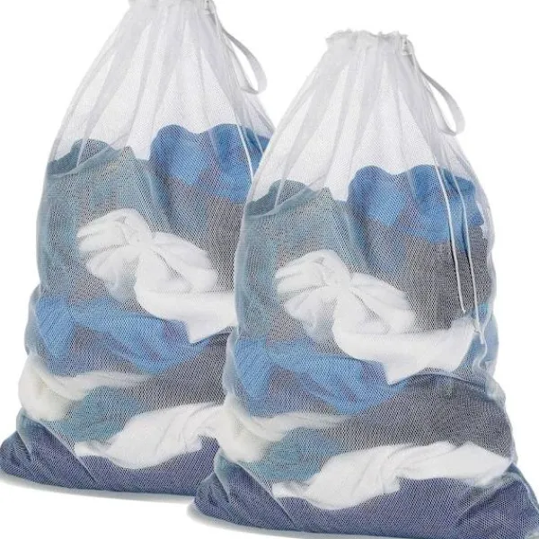 Tvättsäck - Tvättnät - För att skydda maskintvättbara kläder - Vit (2 st), Vit, 2 st