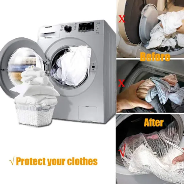 Tvättsäck - Tvättnät - För att skydda maskintvättbara kläder - Vit (2 st), Vit, 2 st