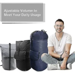 New Tvättsäck Extra Stor 115 Liter Svart Tvättryggsäck med Vadderade Axelremmar