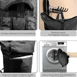 New Tvättsäck Extra Stor 115 Liter Svart Tvättryggsäck med Vadderade Axelremmar