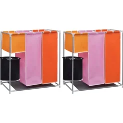 Clearance vidaXL Tvättsorterare 3 sektioner 2 st med en tvättkorg