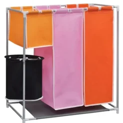 Clearance vidaXL Tvättsorterare 3 sektioner 2 st med en tvättkorg