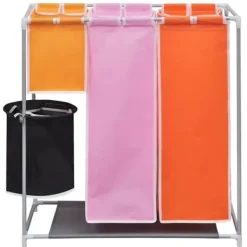Clearance vidaXL Tvättsorterare 3 sektioner 2 st med en tvättkorg