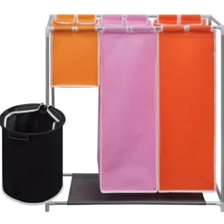 Clearance vidaXL Tvättsorterare 3 sektioner 2 st med en tvättkorg