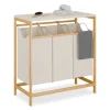 New Northix Tvättställ med 3 avtagbara påsar, bambuhylla