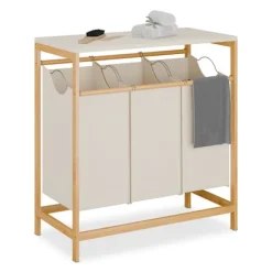 New Northix Tvättställ med 3 avtagbara påsar, bambuhylla